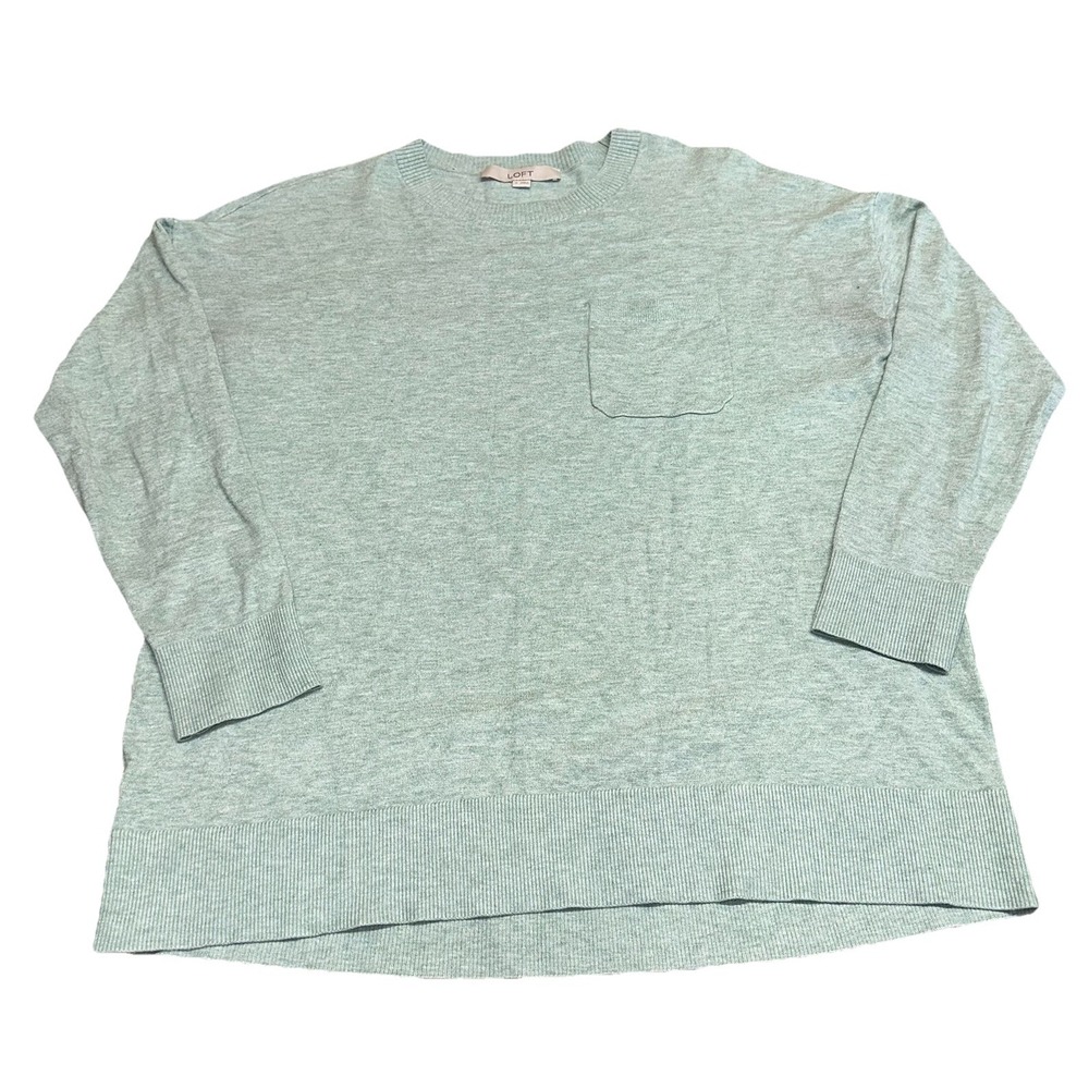 Loft Crewneck Light Green Lightweight Knit Pullover Sweater Stretch Women's M